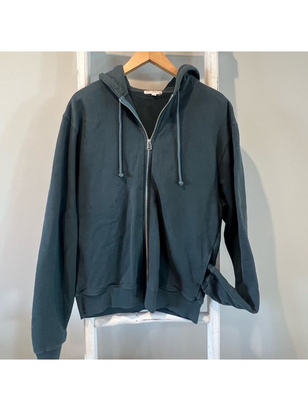 Good American Deep Teal Zip-Up hooded full zip hoodie size 1 men’s/ med women